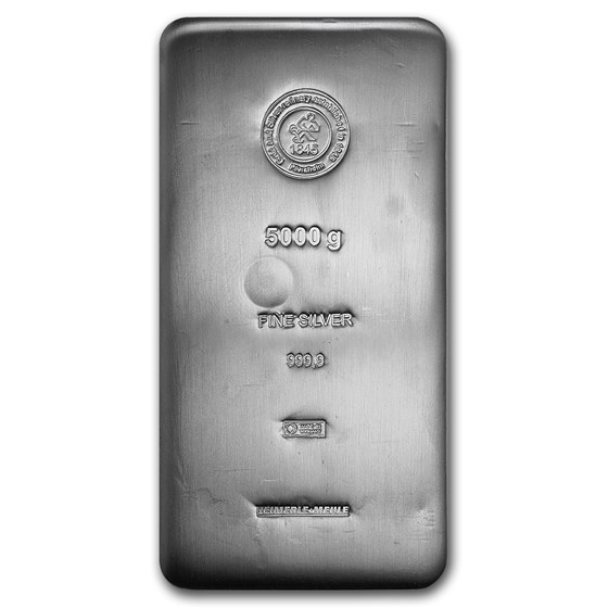 5,000 gram Silver Bar - Heimerle & Meule (Cast) 5,000 gram Silver Bar - Heimerle & Meule (Cast)